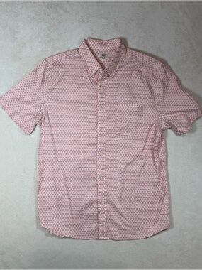 Faherty Size Large Pink Geometric Short-Sleeve Button-Down Shirt